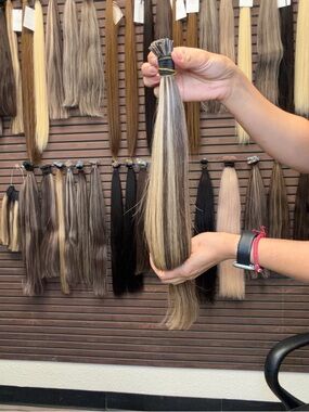 Hand-Tied Blonde & Ash Brown Hair Extension - Natural Two-Tone Blend